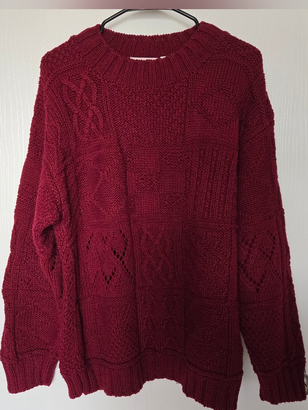 LINDSEY BLAKE | Vintage Burgundy Cable Knit Sweater